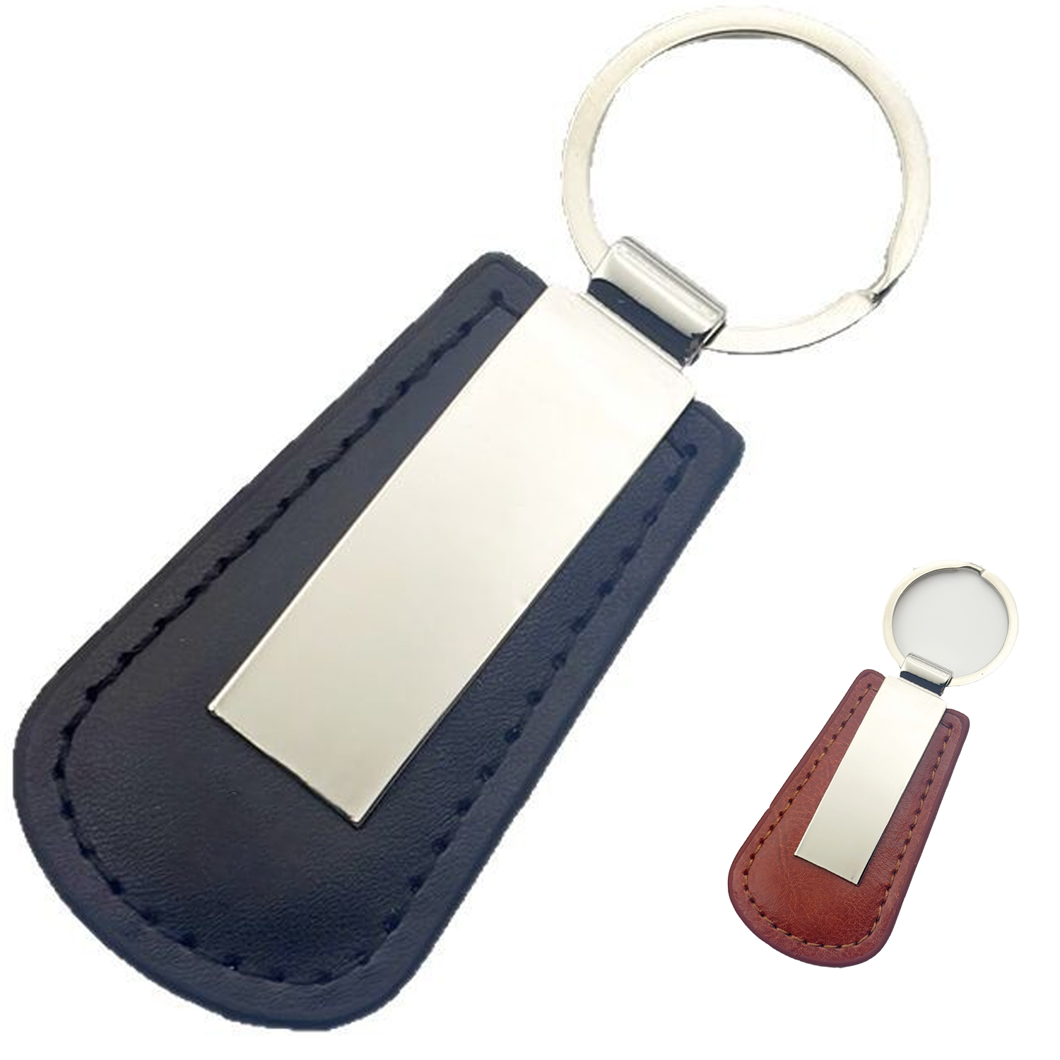 Classic Rectangular PU Leather Keychain 9