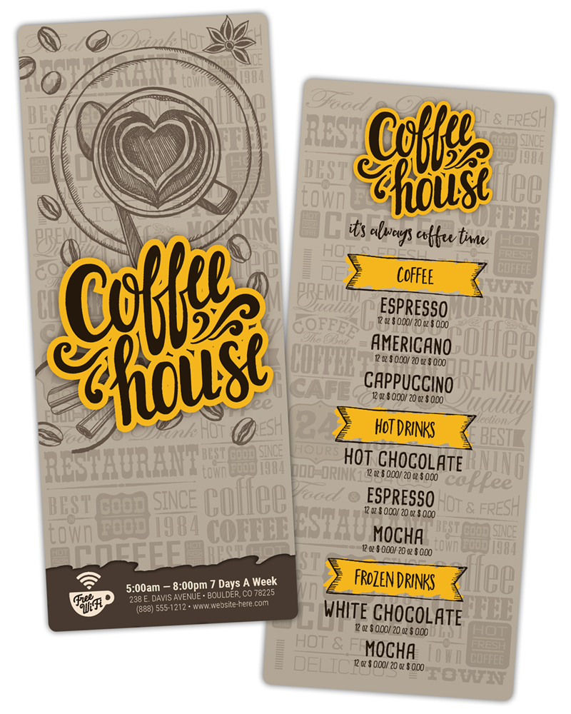 Menu Laminated - 3.5x8.5 - 14 pt. 6