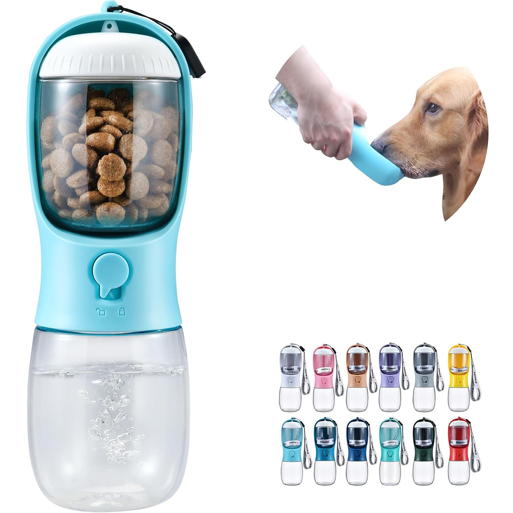10oz Portable Dog Water Bottle with Food Container 3