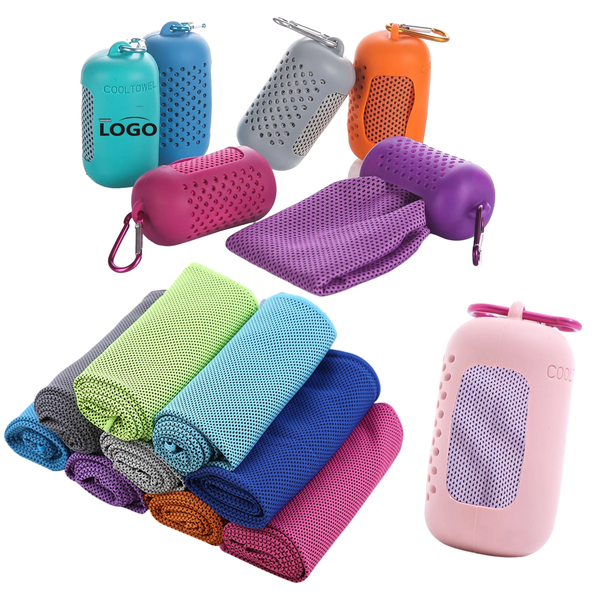 Hanging Silicone Case Sports Quick Drying Towel MOQ 50PCS 2