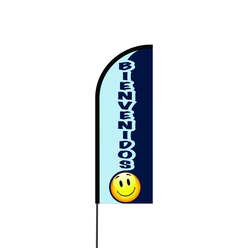Bienvenidos (Blue) Flag Kit Hardware 14' Feet Feather Flag Sign Outdoor Banner flag banner 1