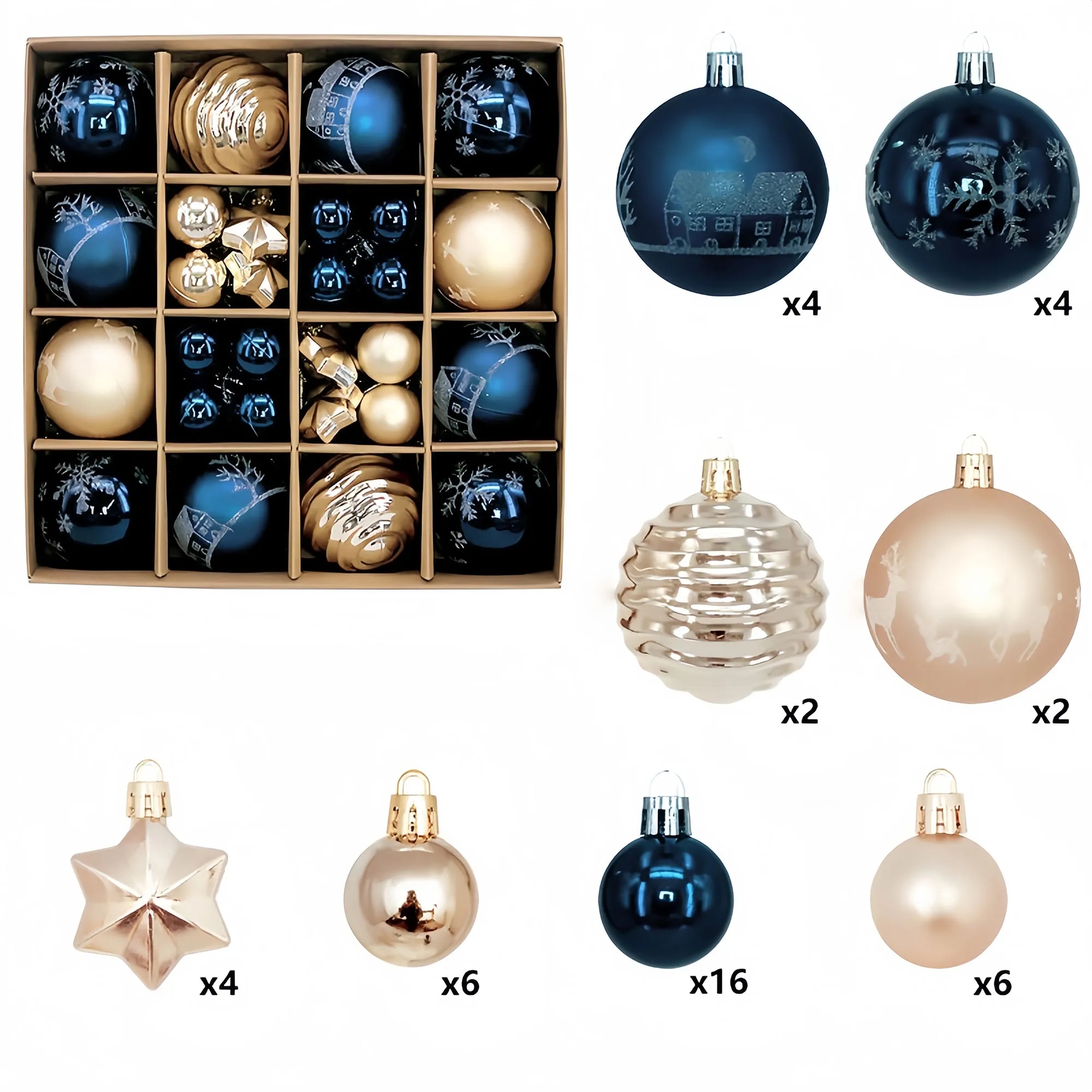 Premium Christmas Bauble Set With Unique Designs 20