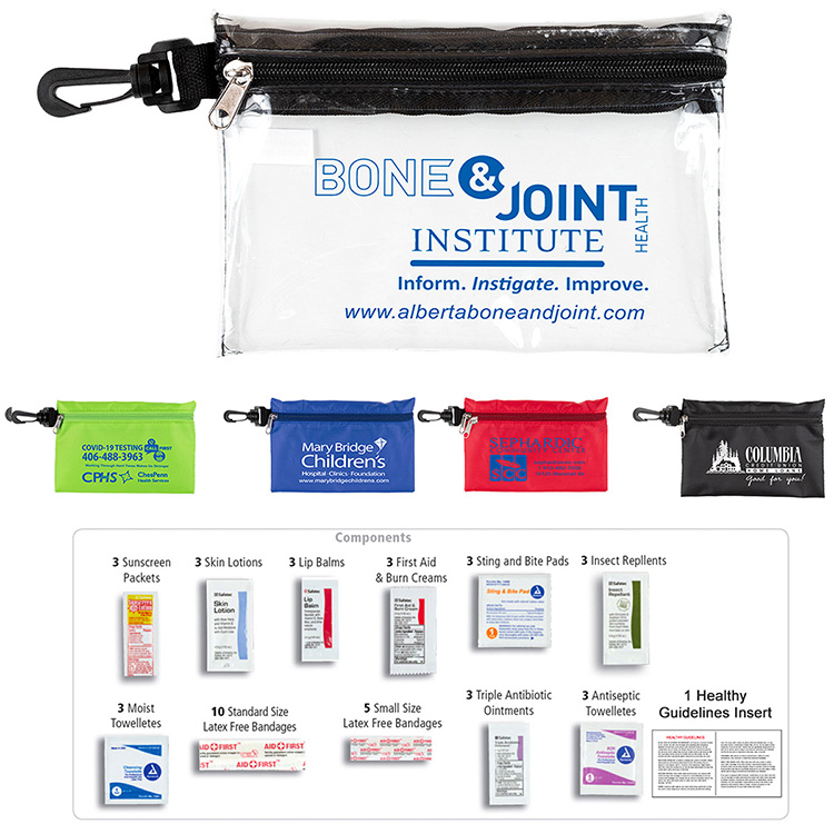 "LAZY DAY XL" 43 Piece First Aid Outdoors and Camping Kit in Supersized Zipper Pack Components with 11