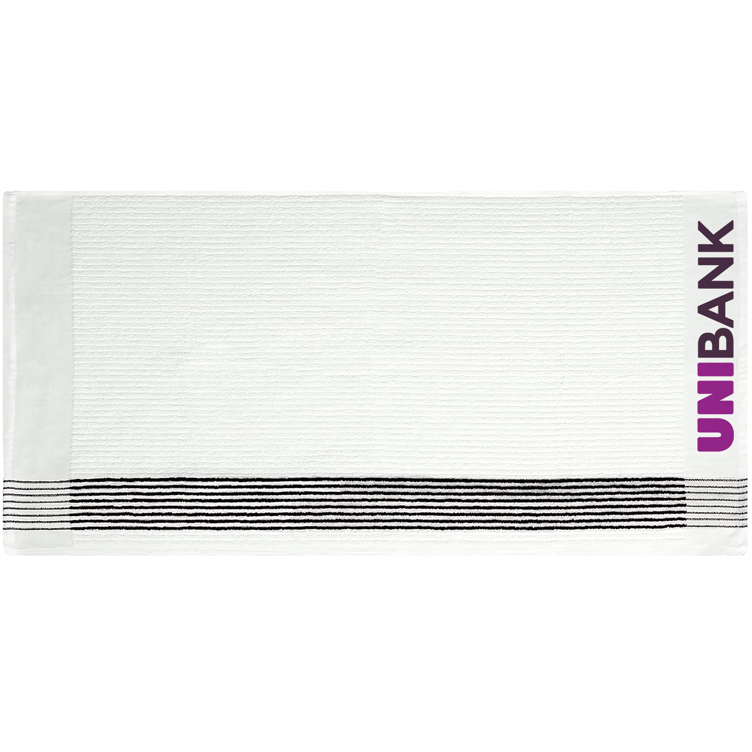 White Caddy Towel with Black Stripes