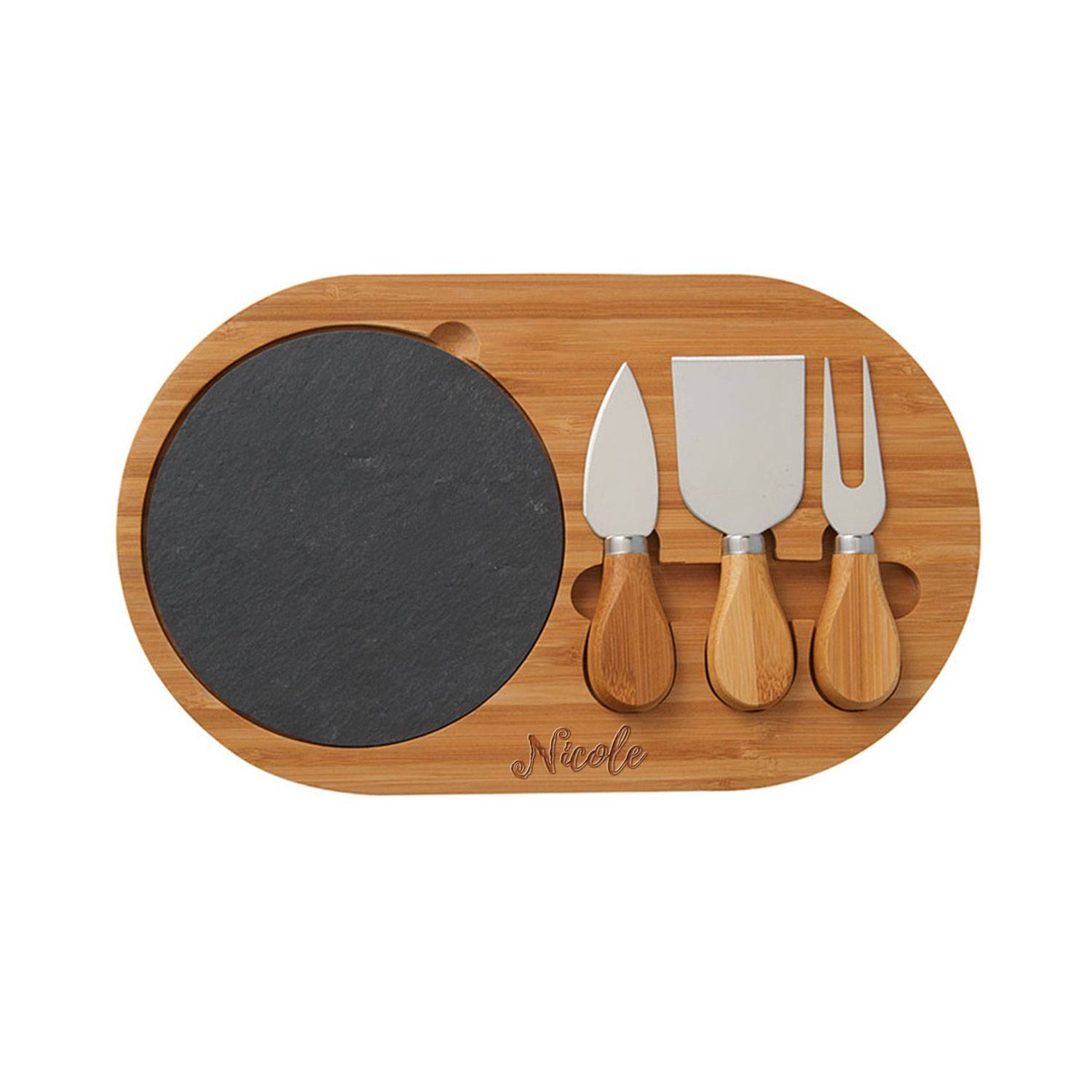 4 Piece Oval Slate Cheese Board Charcuterie Set 10