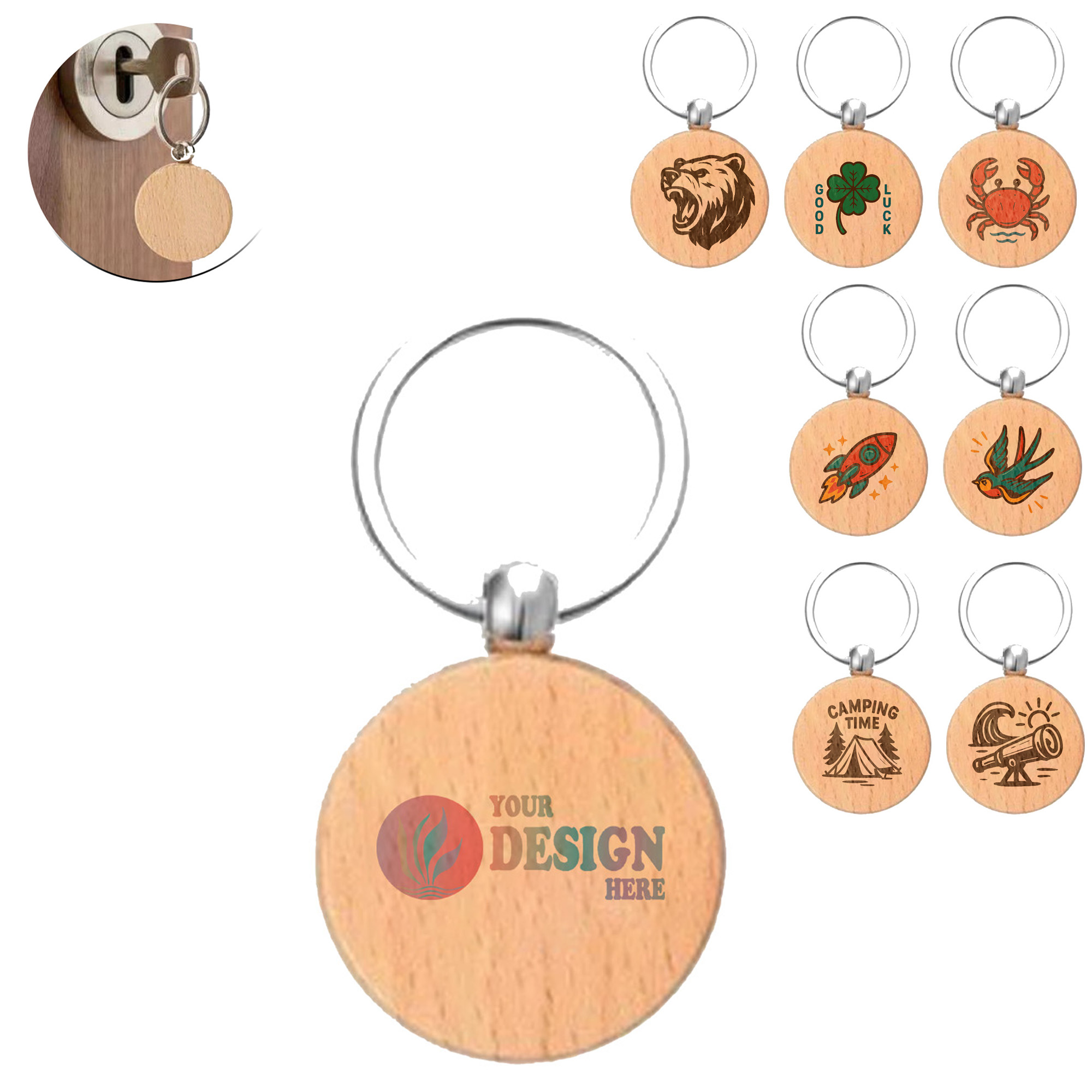 Beech Wood Key Ring 2