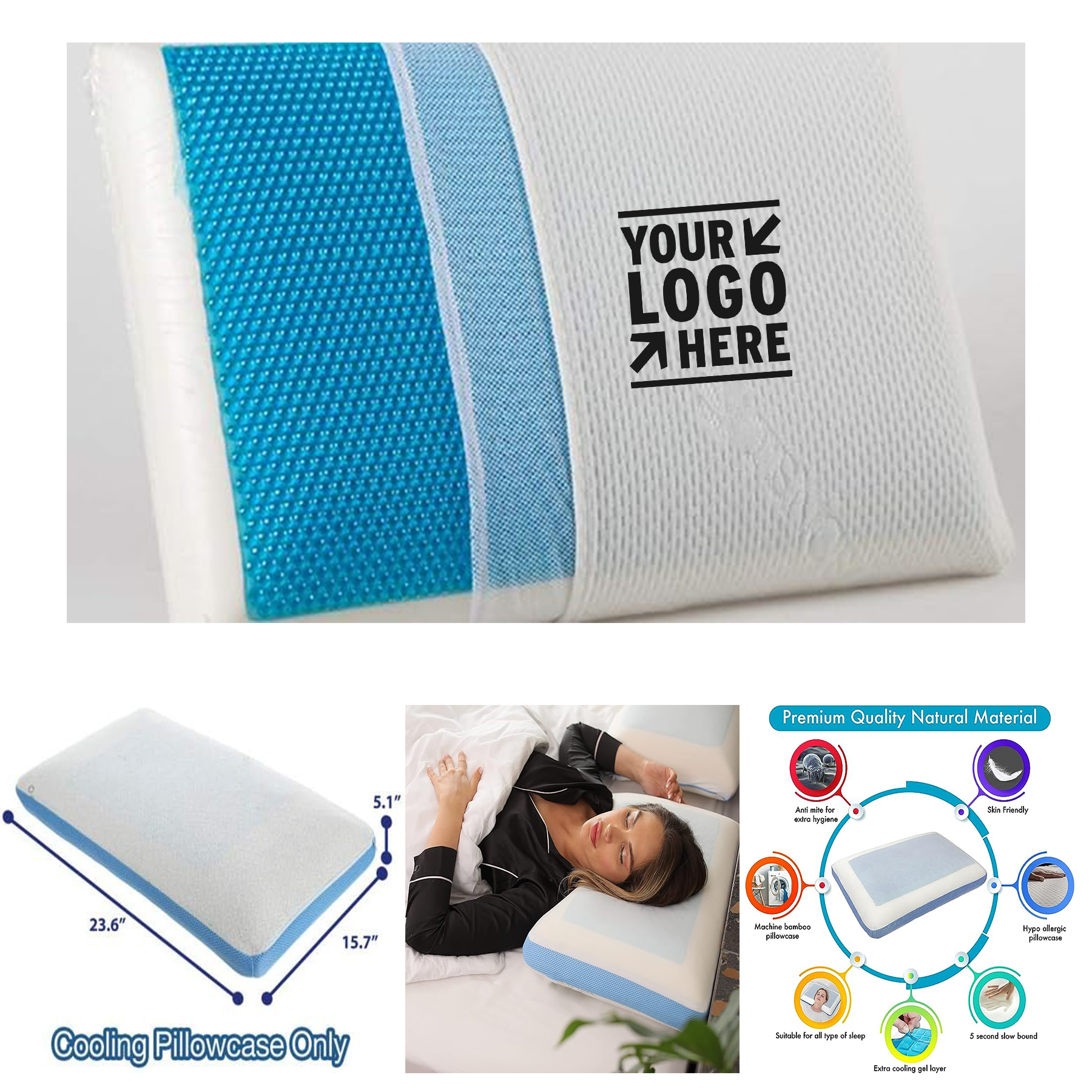 Removable Cervical Cooling Orthopedic Memory Foam Side Back Stomach Sleeping Gusseted Bed Pillow 2