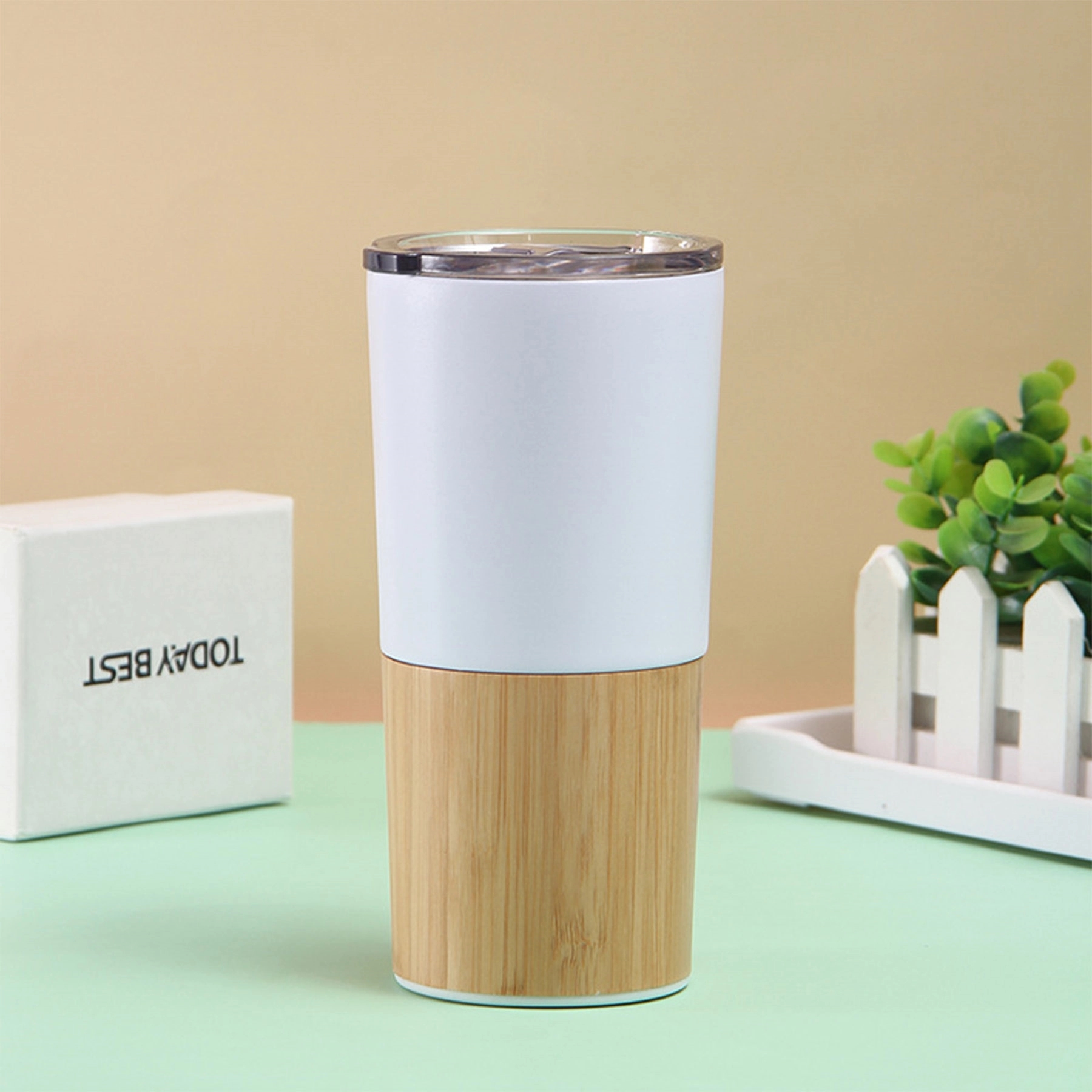 Stianless Steel Natural Bamboo Coffee Tumbler 2