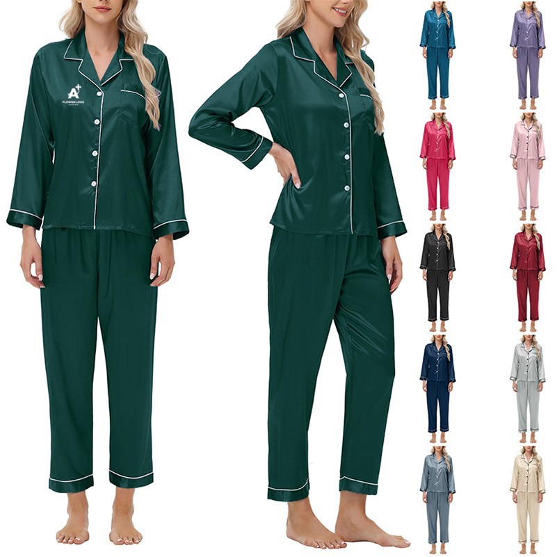 Women Satin Pajamas Set 3