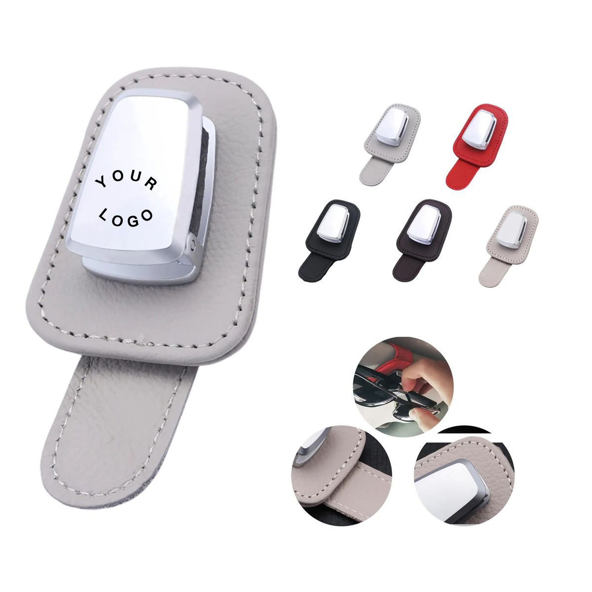 Compact Leather Glasses Mount for Car Visor 9