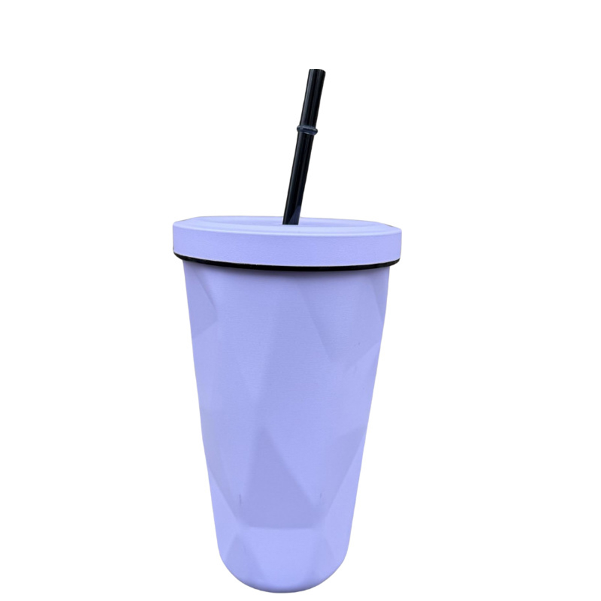16 Ounce Diamond Shape Travel Tumbler With Straw 2.75" x 7.1" 16