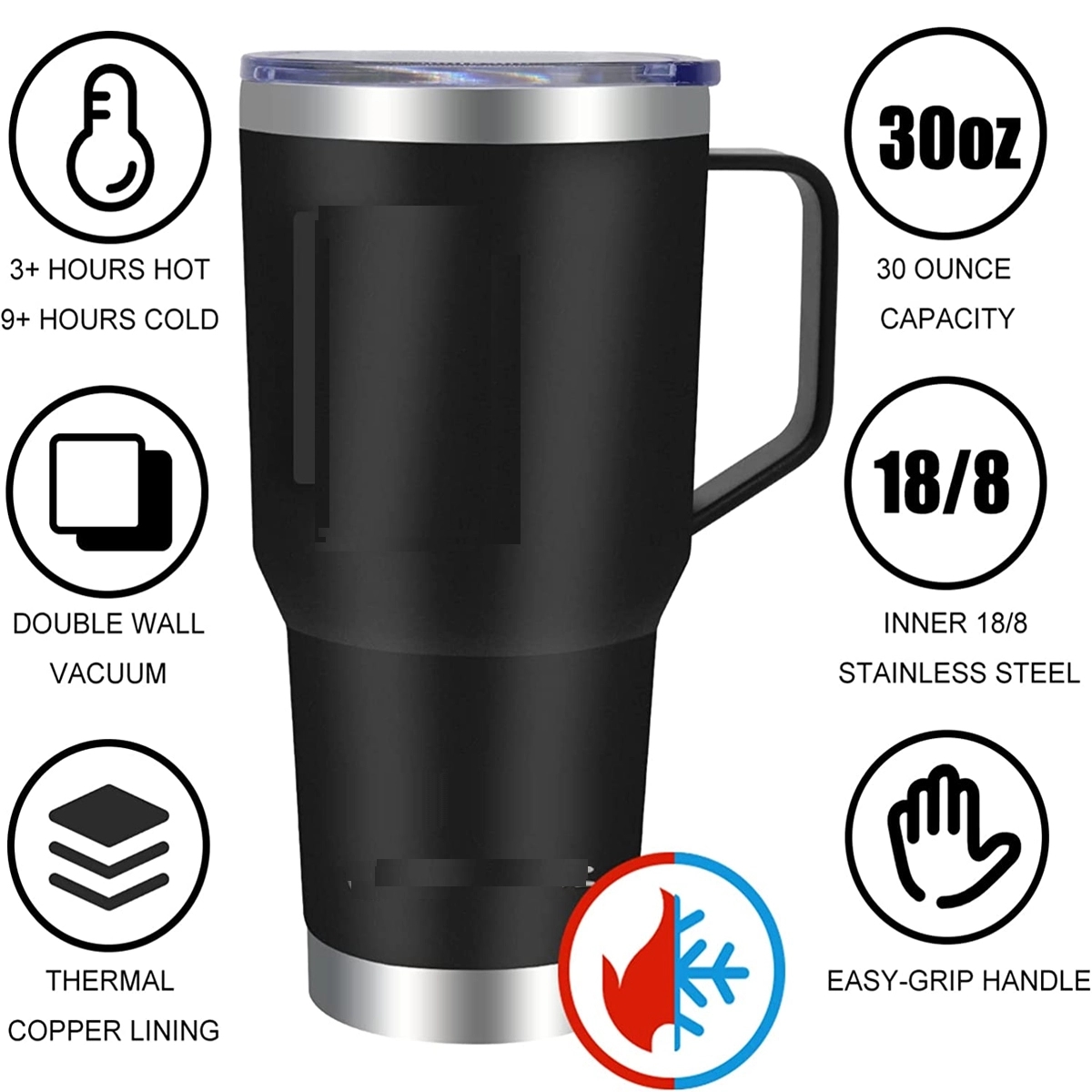 30oz Stainless Steel Insulated Coffee Mug with Handle 3