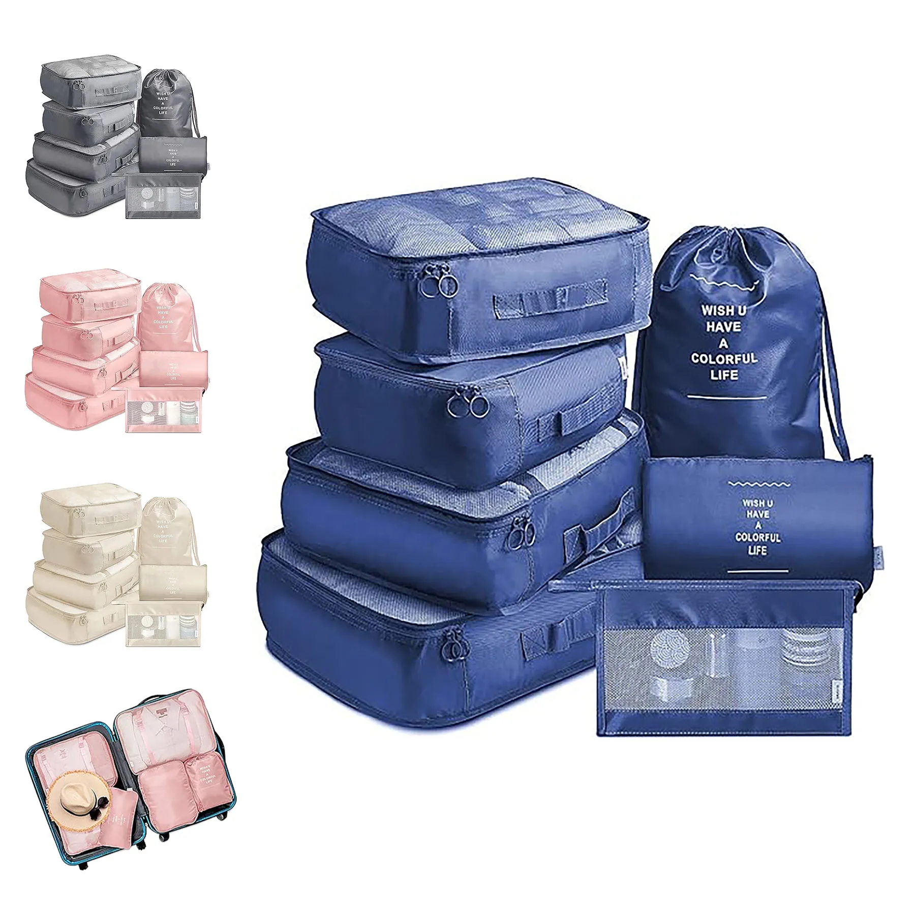 Travel Luggage Packing Organizers Set with Toiletry Bag 2