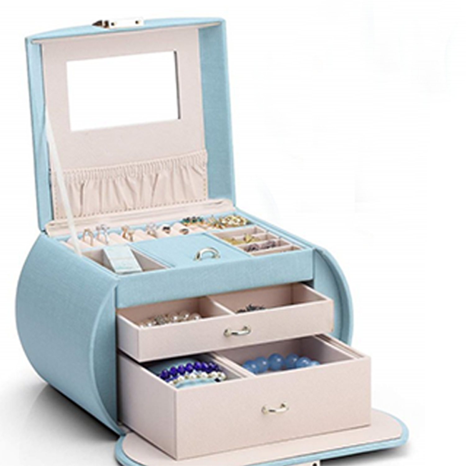 Portable Leather Jewelry Storage Box with Lock and Handle 2