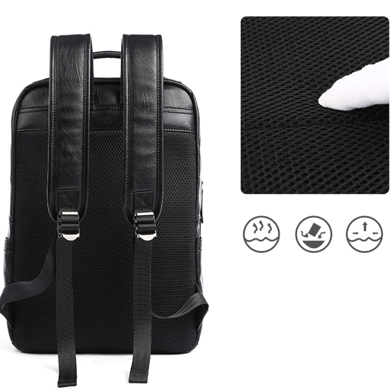 14 Inches Laptop Pu Leather Middle School Students Backpack 7