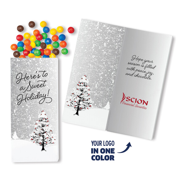 One Color Foil-Stamped Stock Cardinals Sweeter Cards with Candy Coated Chocolate Bitz