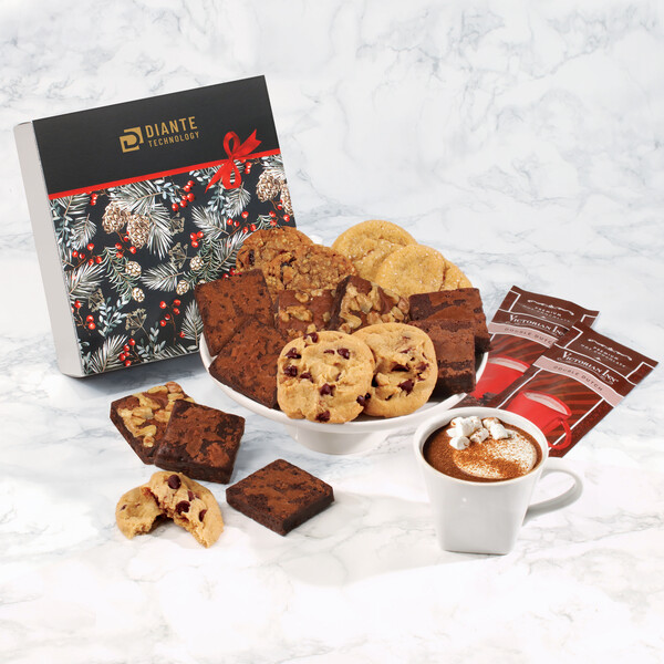 Gourmet Cookie & Brownie Gift Box with Pine Boughs & Berries Sleeve 3