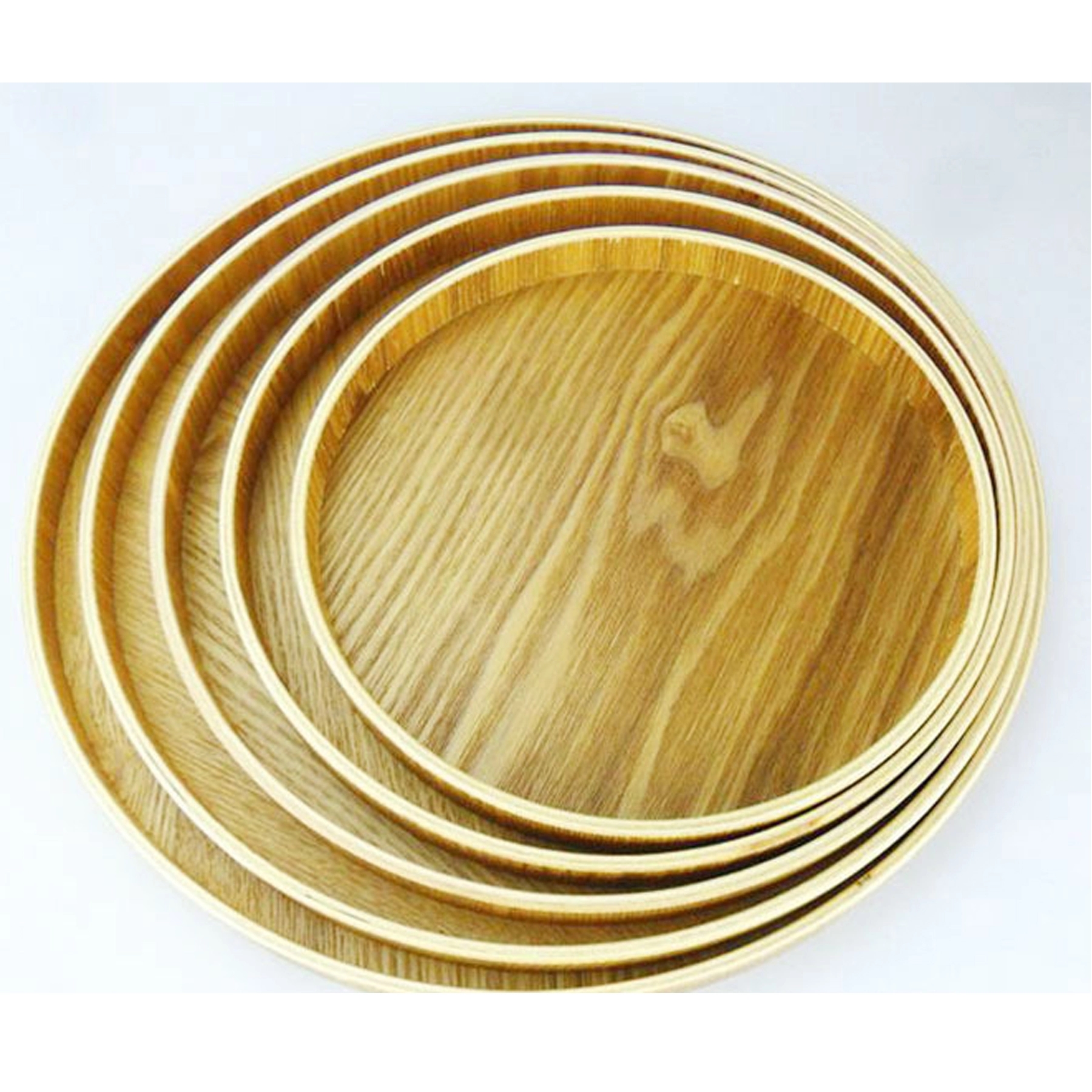 Round Wood Serving Tray For Eating 2
