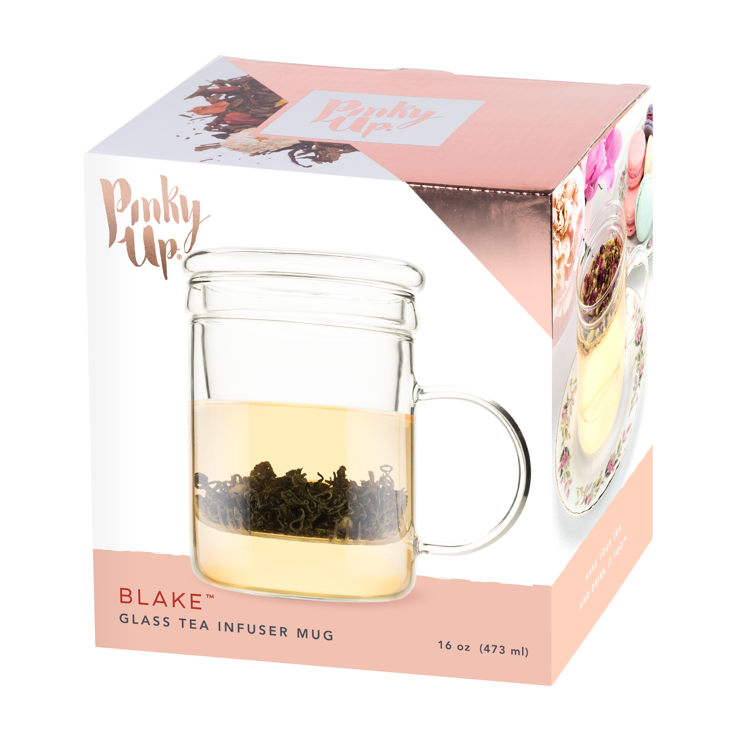 Pinky Up® Blake Glass Tea Infuser Mug 10