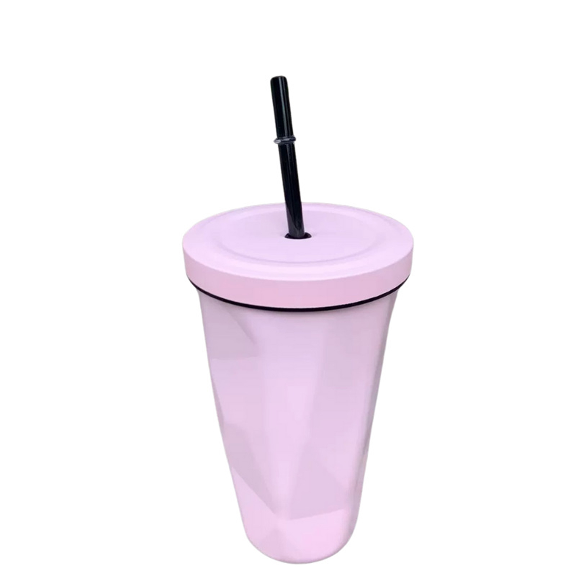 16 Ounce Diamond Shape Travel Tumbler With Straw 2.75" x 7.1" 6