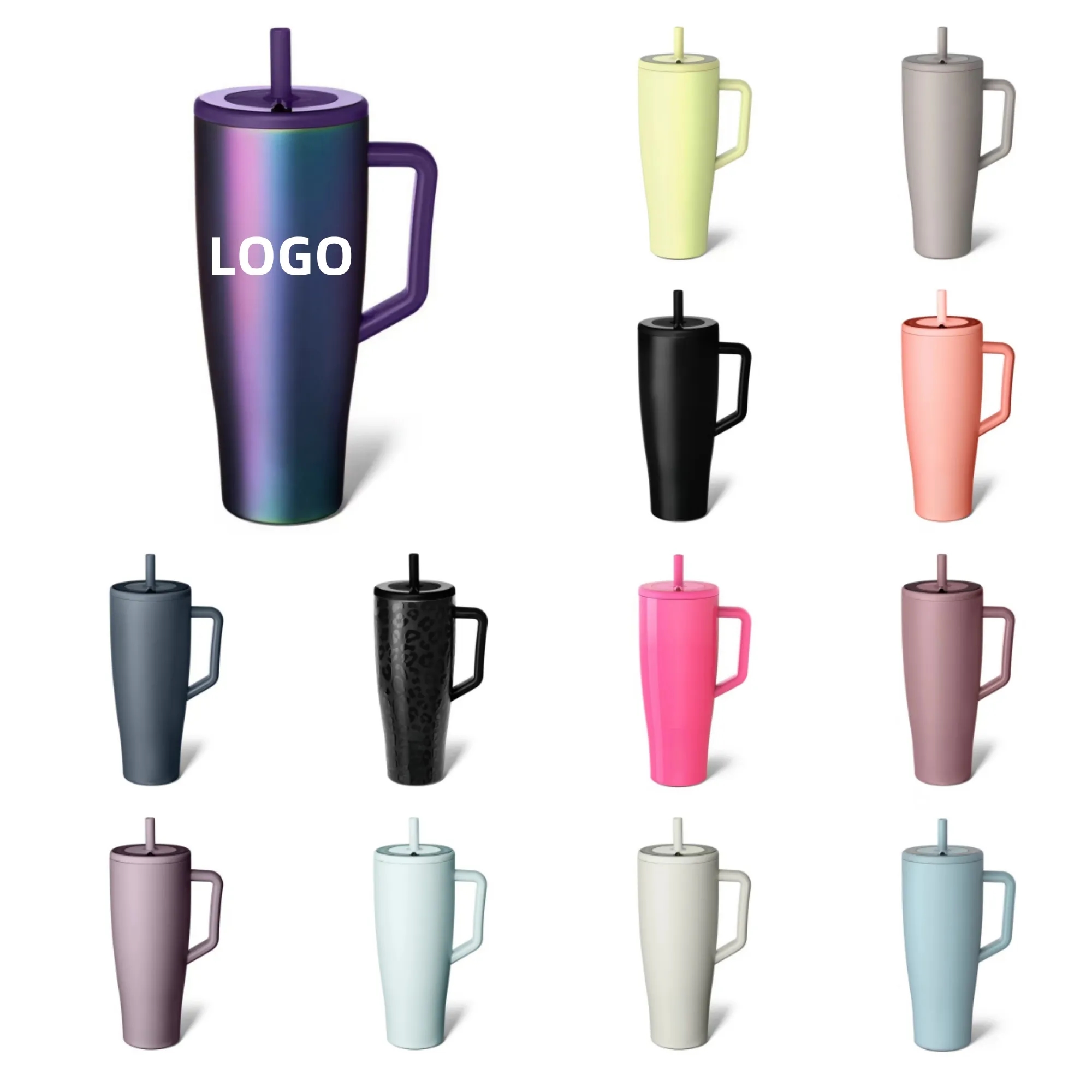 40oz Stainless Steel Straw Tumbler With Handle 5