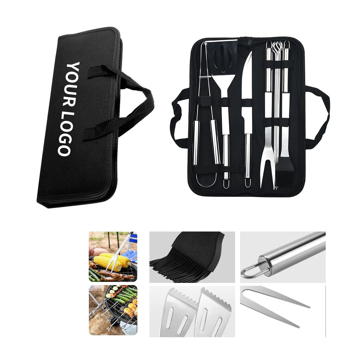 9 Piece Stainless Steel BBQ Tool Set with Storage Bag 3