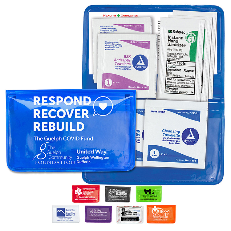 "Orion" Sanitizer & Wipes On-the-Go Kit in Colorful Vinyl Pouch 1