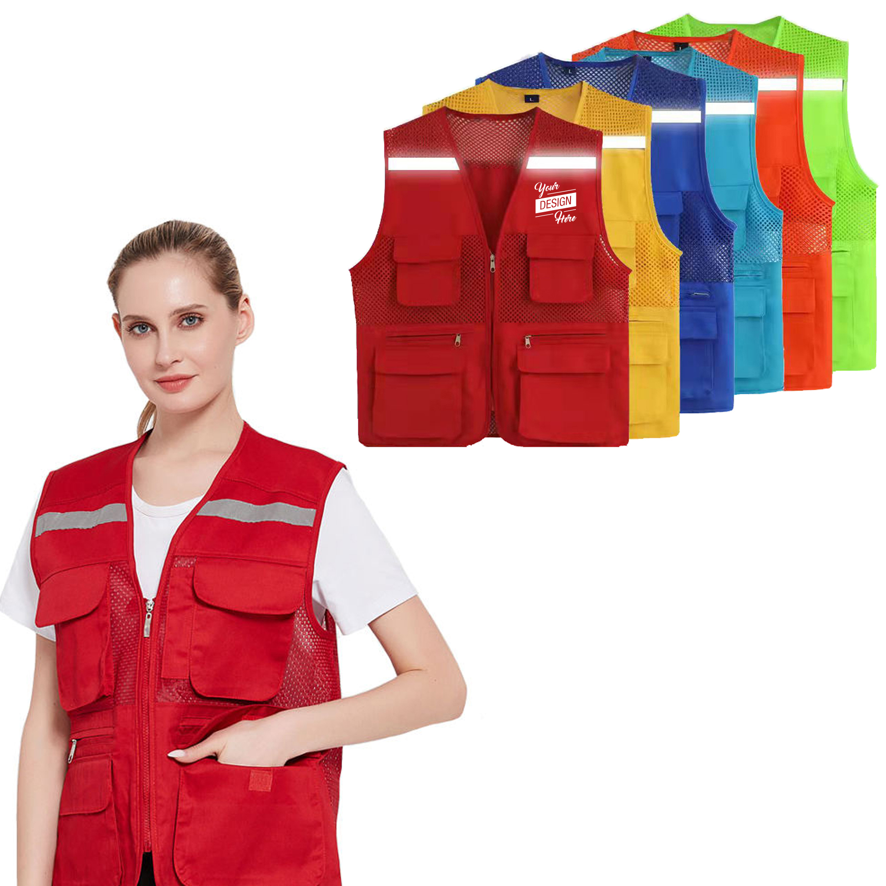 Unisex Reflective Multi-Pockets Safety Vest 2