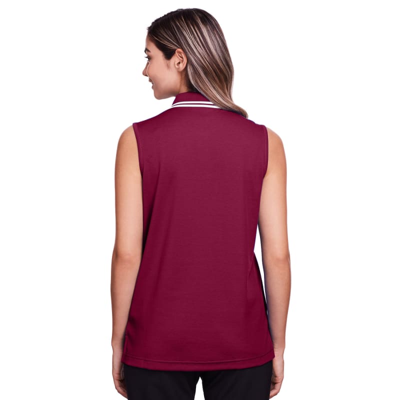 Devon & Jones Ladies' CrownLux Performance™ Plaited Tipped Sleeveless Polo 12