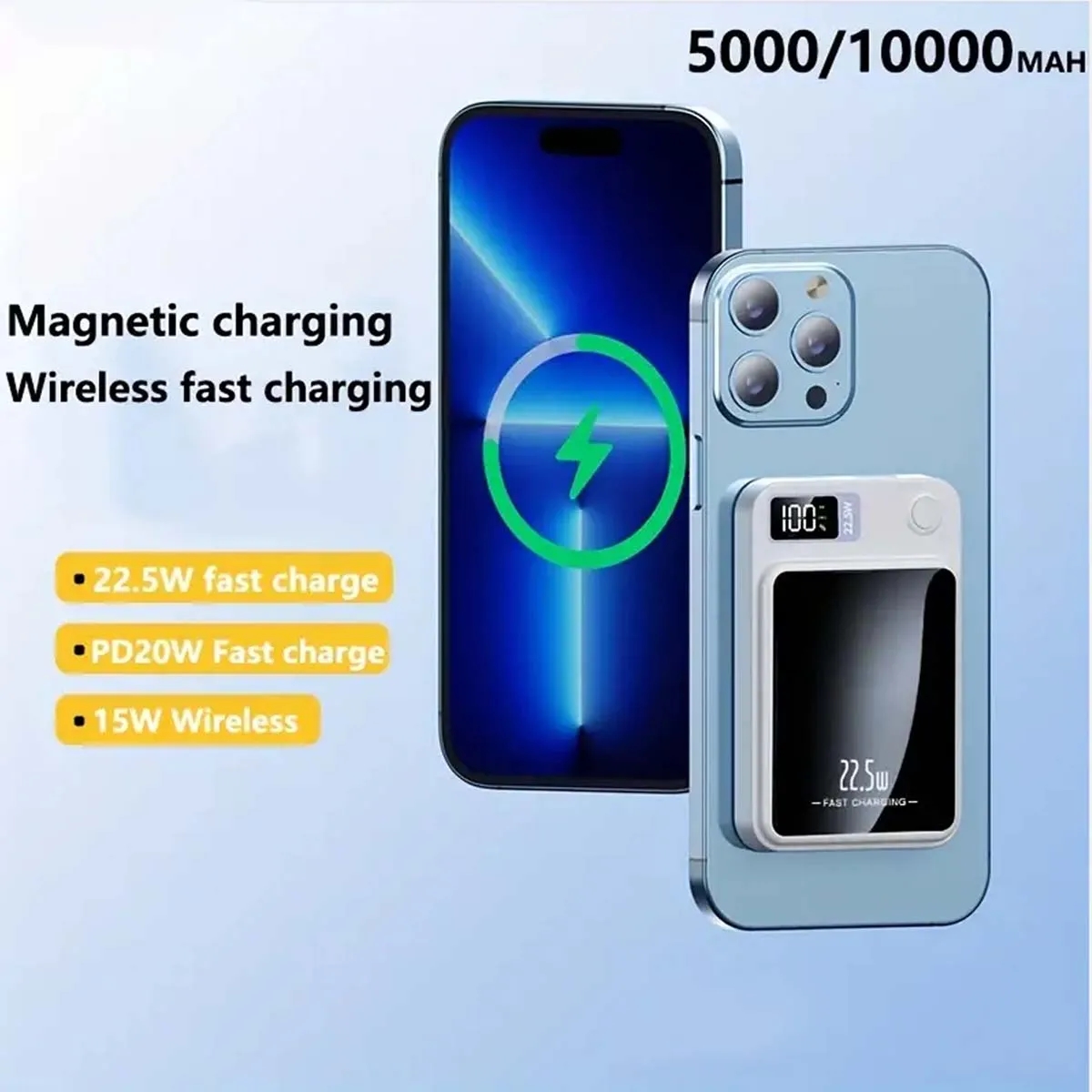 5000/10000mAh Mobile Magnetic Wireless Charging Power Bank 3