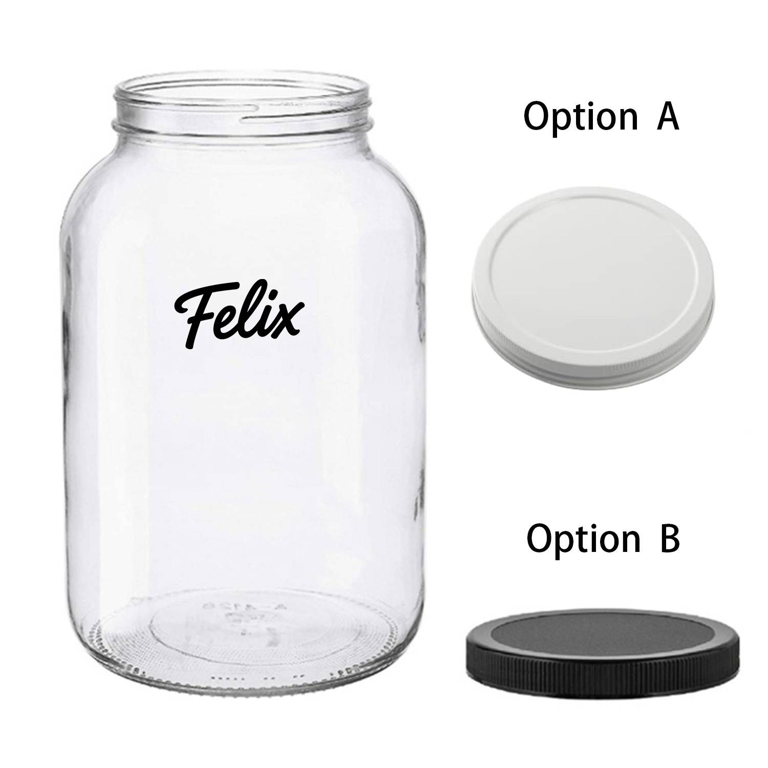 1 Gallon Plastic Lid Glass Mason Jar