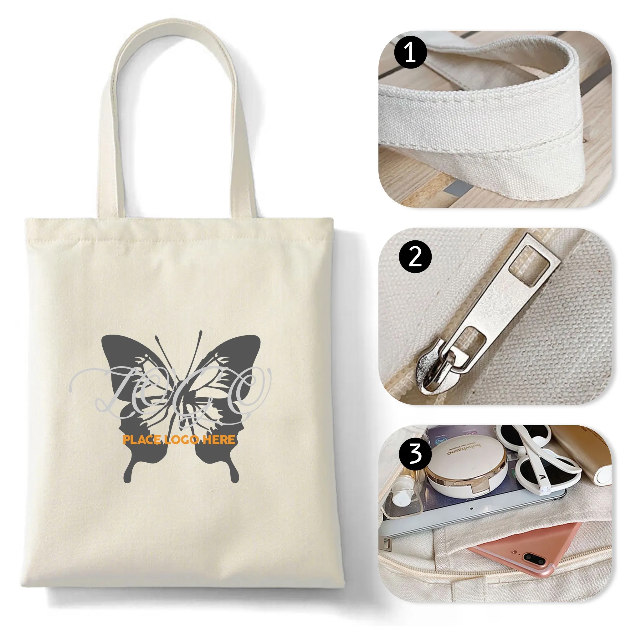 Reusable Canvas Grocery Tote Bags, custom tote bag with logo imprint 1