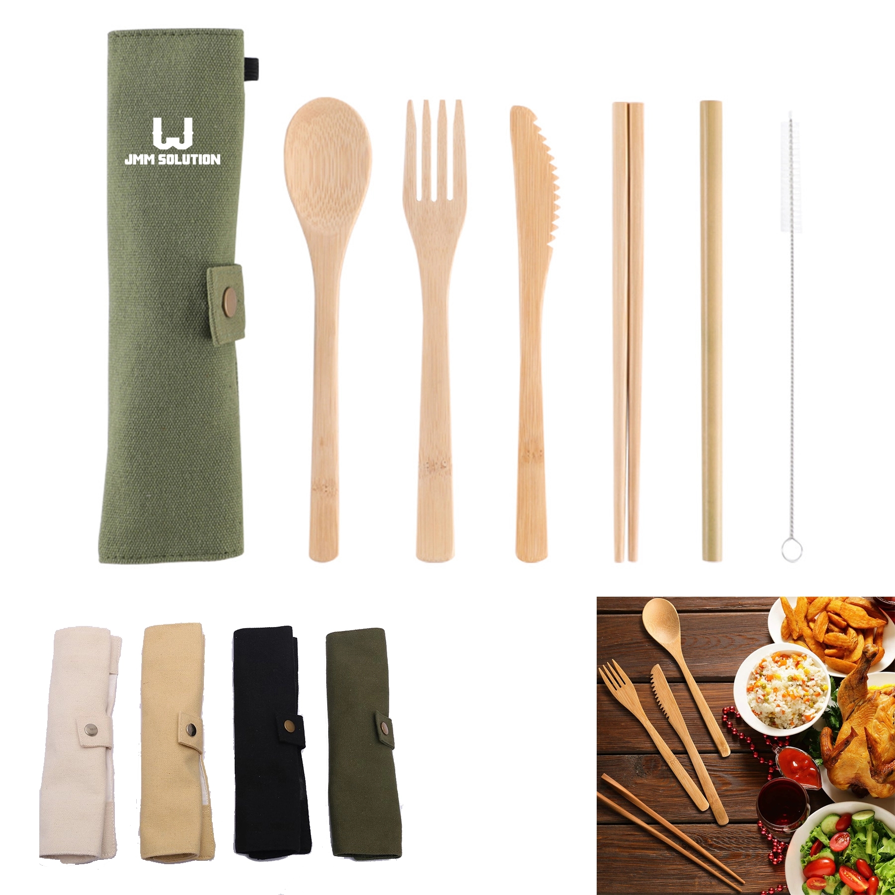 6 PCS Bamboo Utensils Cutlery Set 1