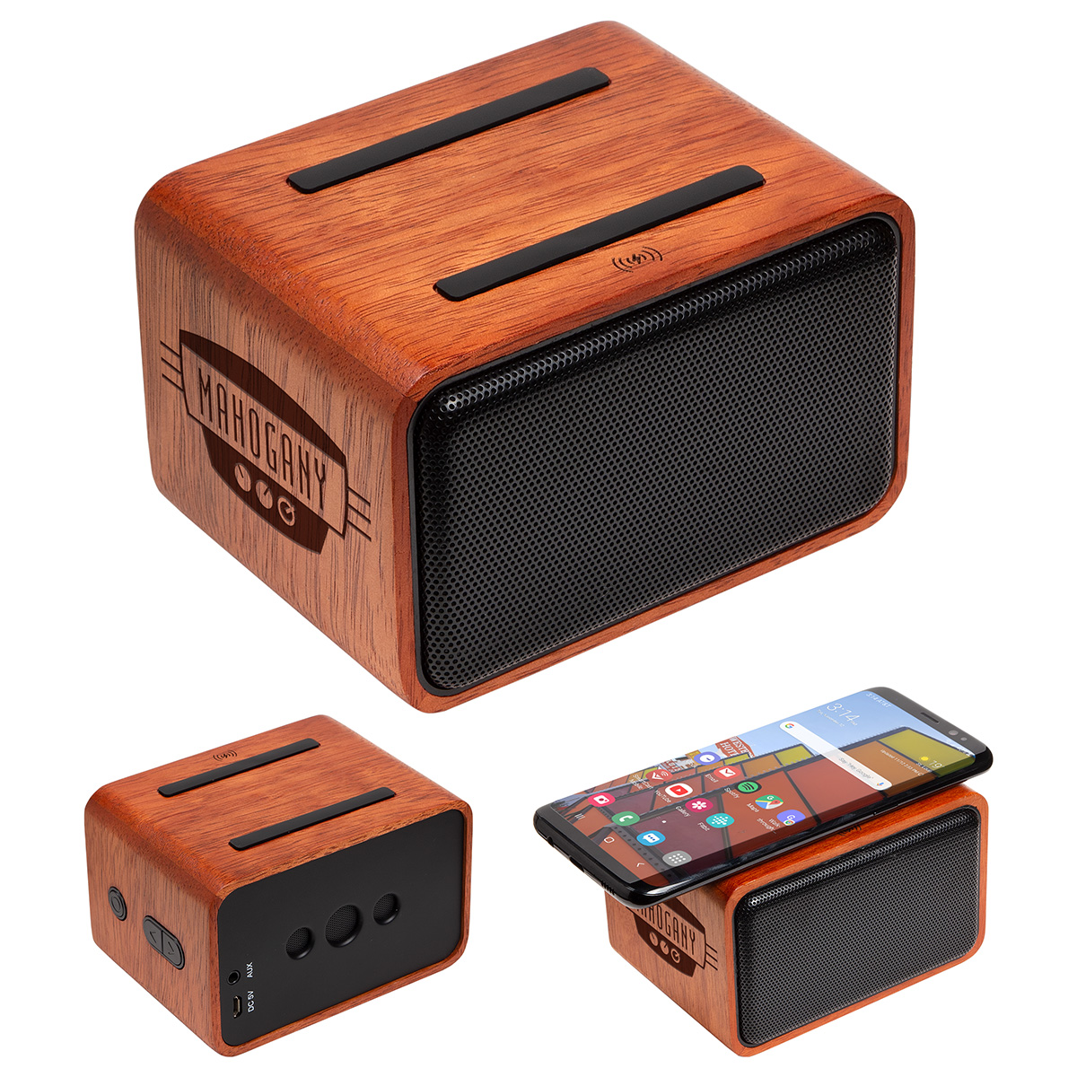Mahogany Wireless Speaker with Wireless Charger 4