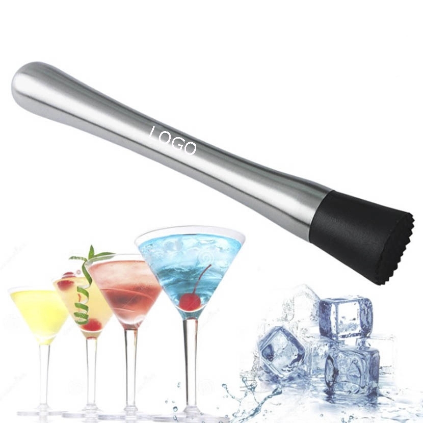 Muddler Stainless With Black Serrated End 20.5cm 2