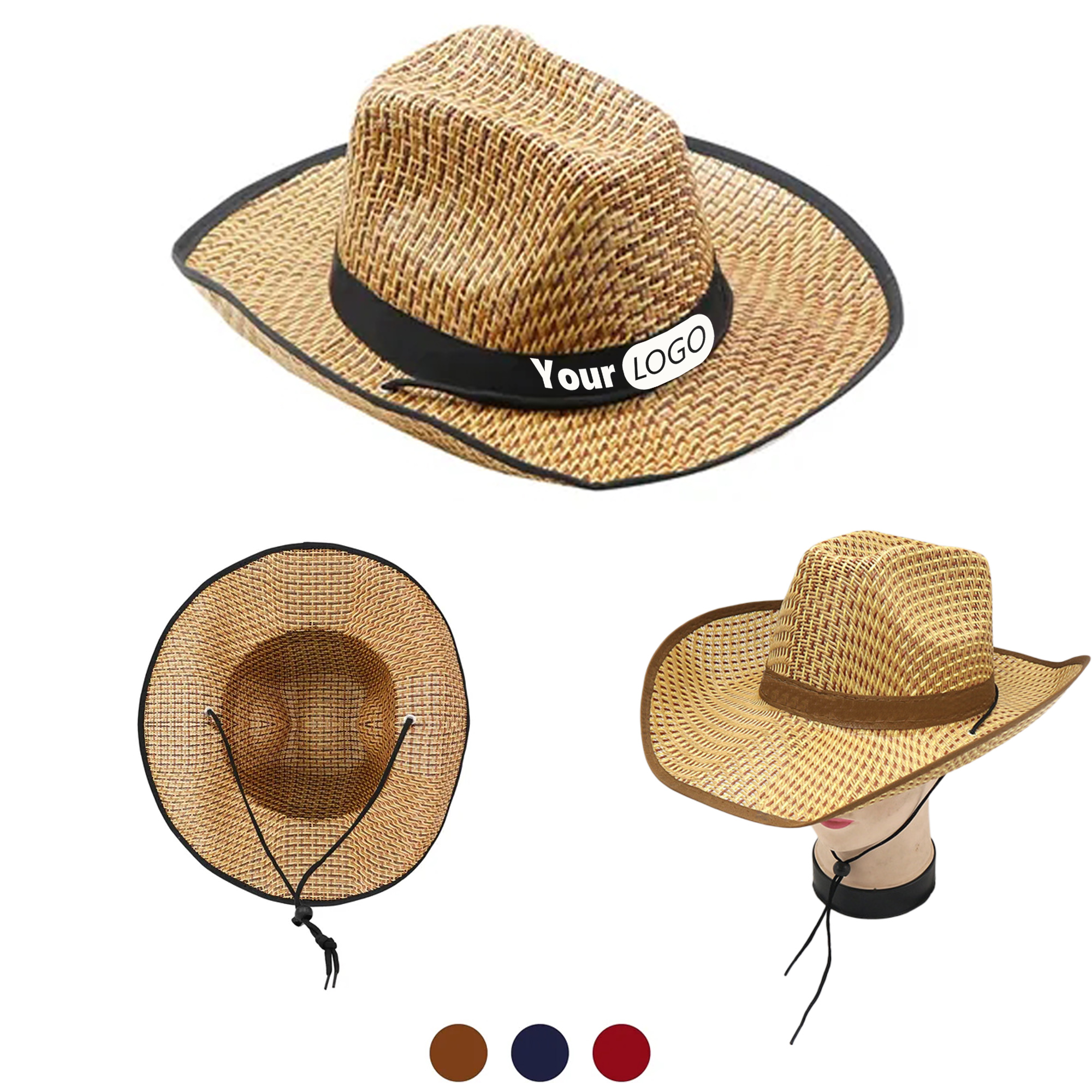 Outdoor Band Sun Protection Cowboy Straw Hat 2