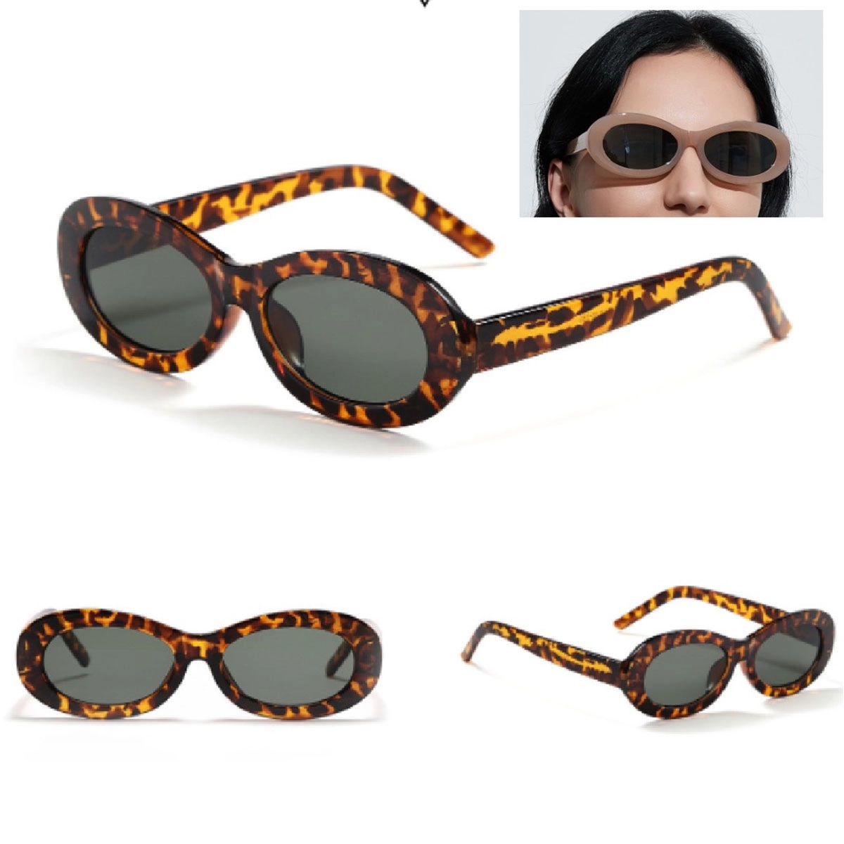 Vintage Oval Sunglasses Unisex Uv Protection 4