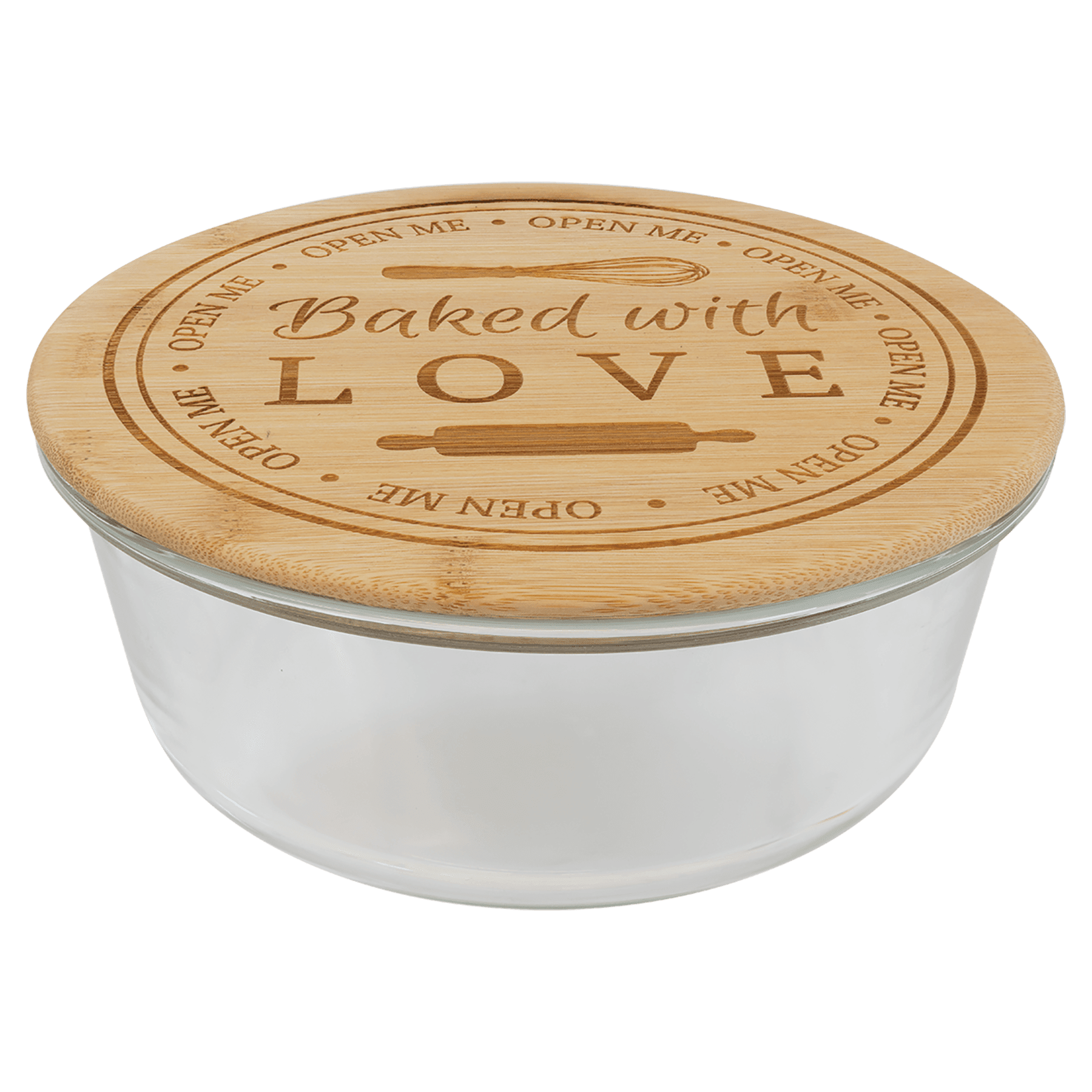 44 oz. Round Glass Container with Bamboo Lid 2