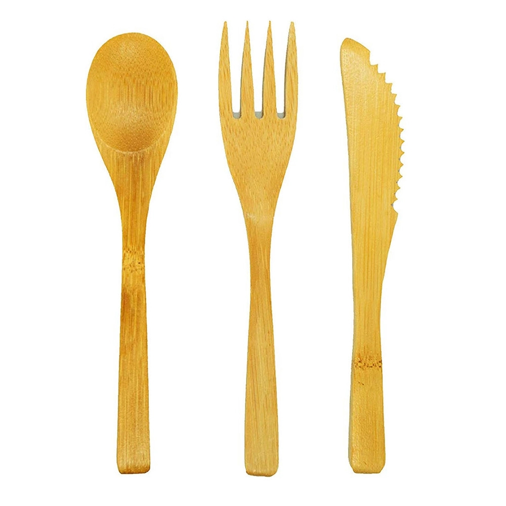 Travel Utensil Set Bamboo Cutlery Kit with Storage Pouch 7