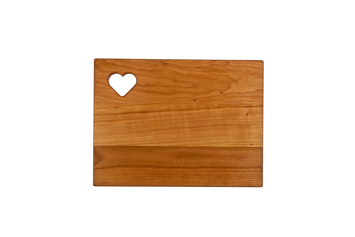Small Cherry Cutting Board with Heart Cutout 12"x9"x3/4" 2