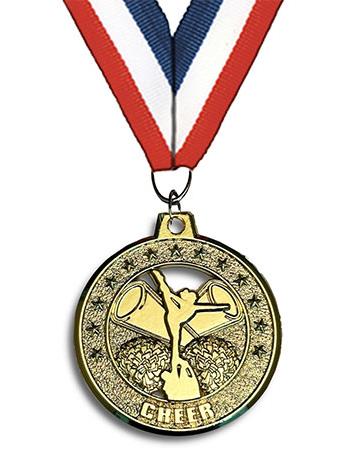 Medallion: 2" Circle Cut Out Cheer Gold with 2