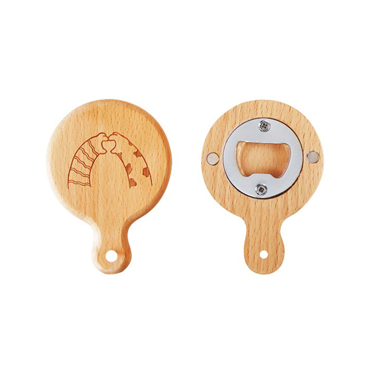 Wooden Handle Bottle Opener With Magnet 2