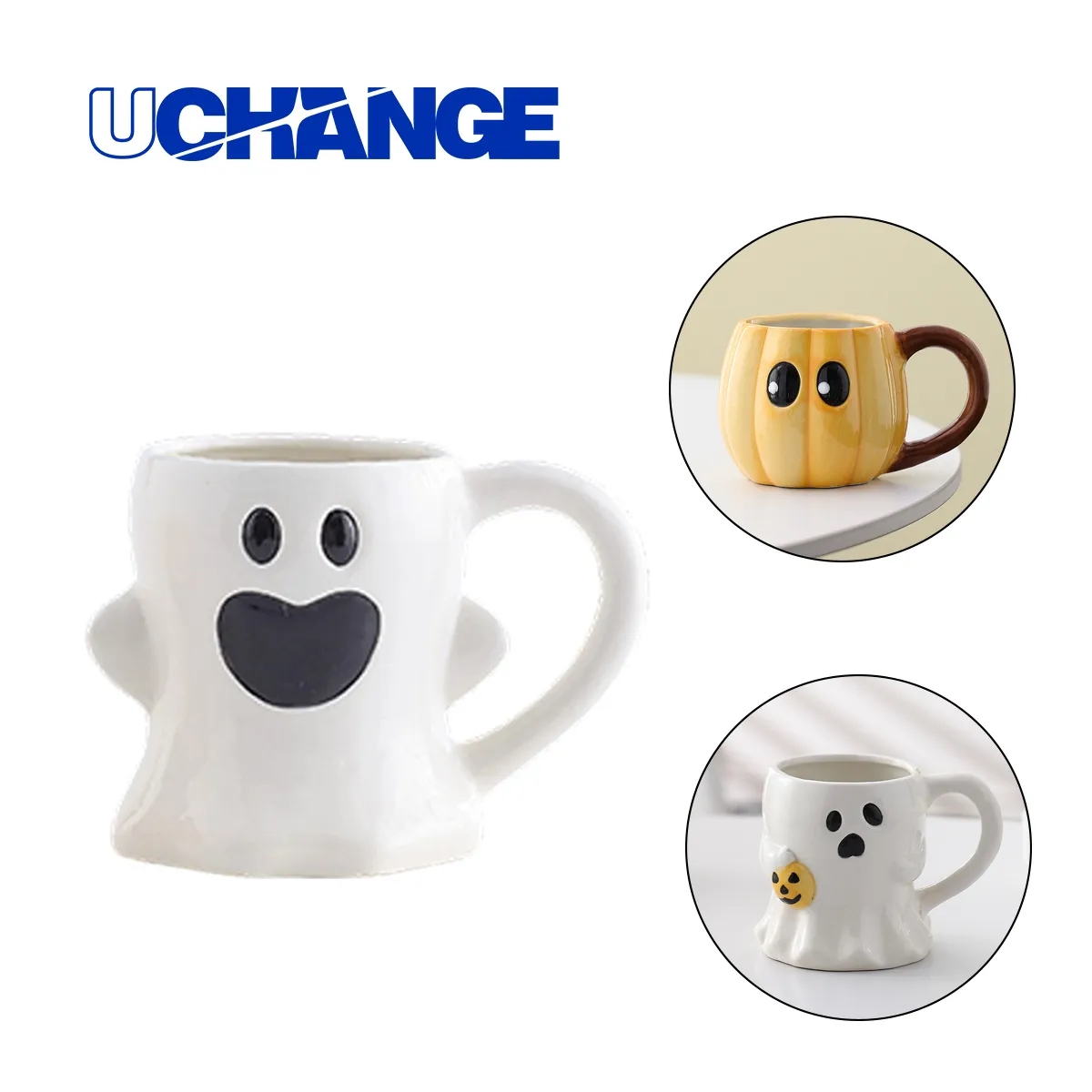 3D Ghost Pumpkin Ceramic Coffee Mug 7