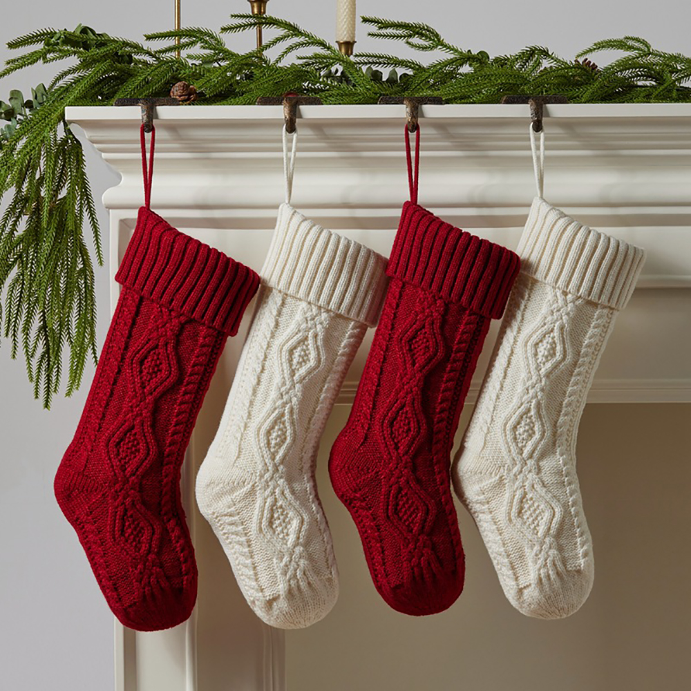Christmas Stockings Cable Knitted 18 Inch Large Size 2