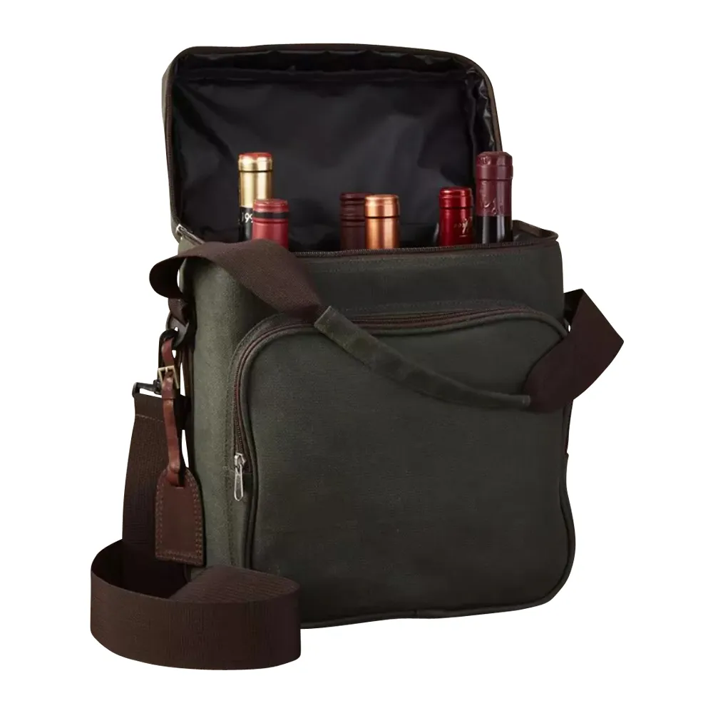 6-Bottle Insulated Canvas Wine Bag 6