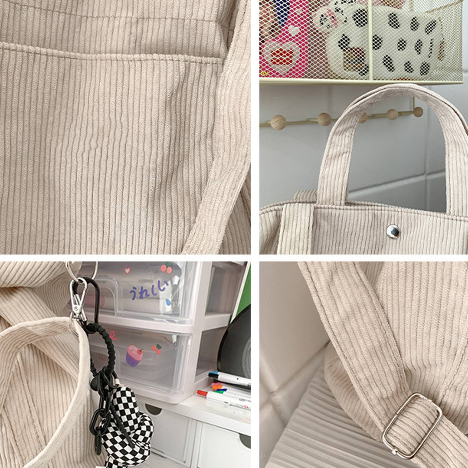 Corduroy Tote Crossbody Bag 5