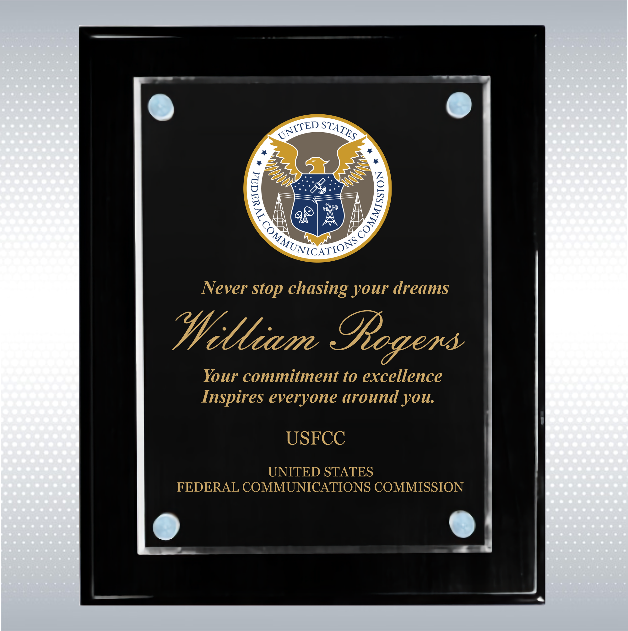 Black Piano Finish Wood Plaque w/Acrylic Plate (10.5" x 13") 7