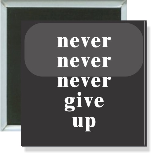 Never never never give up, Inspirational Button 1