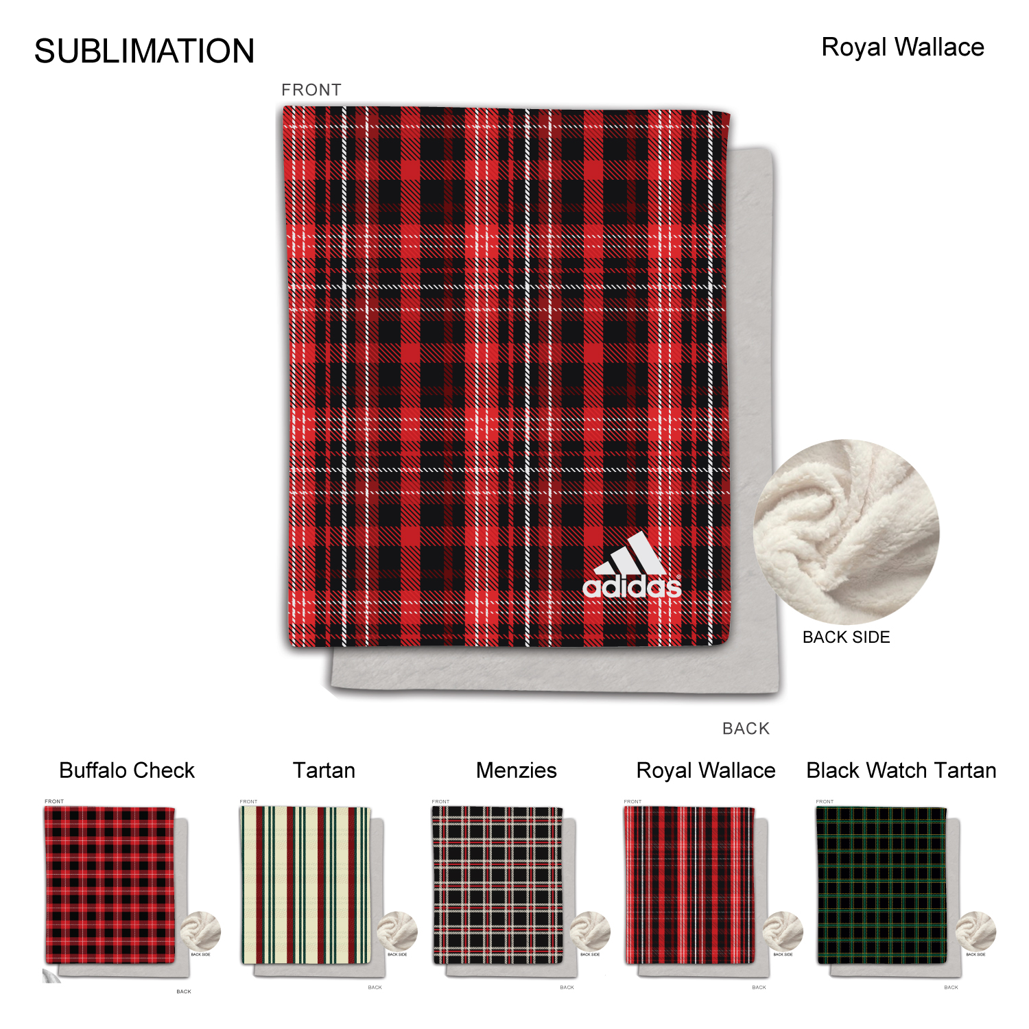 Stock Plaid Design Plush and Cozy Mink flannel Fleece blanket, 50"x60", Sublimated 6