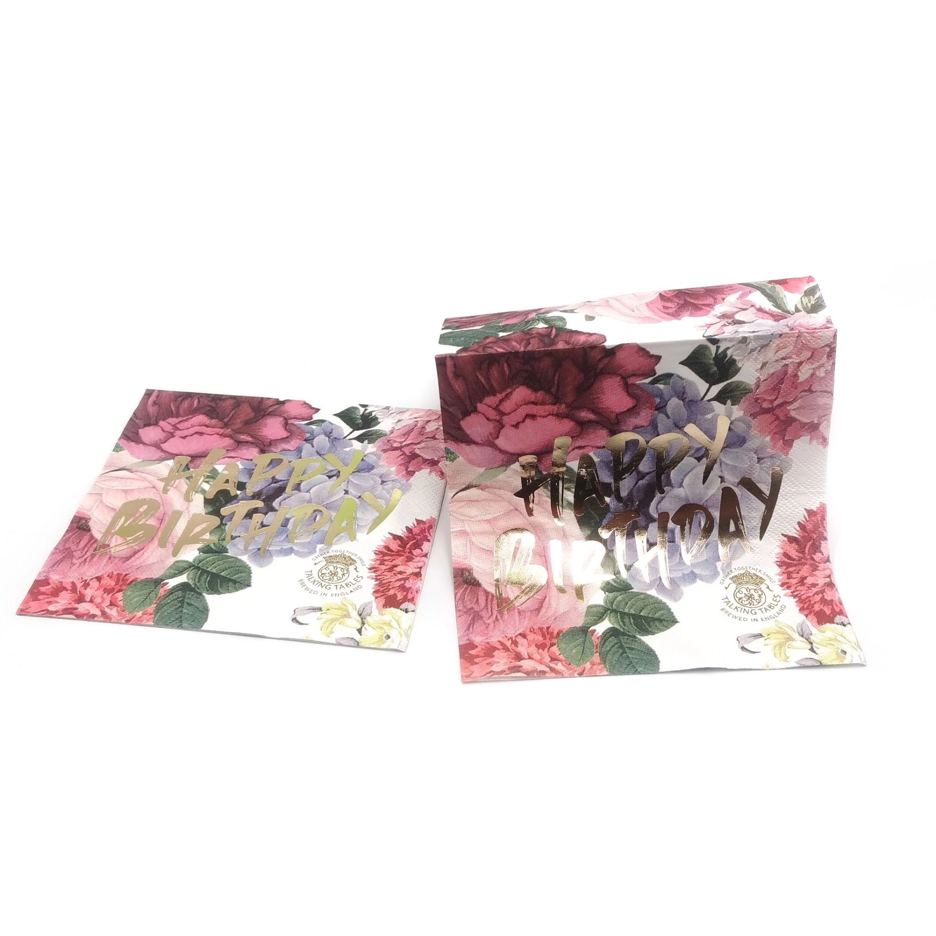 Custom Gold Foil Disposable Floral Paper Napkins 5